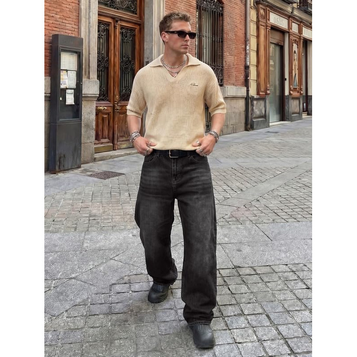 Чоловічі широкі джинси Baggy Y2K JMIERR у стилі streetwear, темно-сірі, розмір L