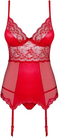 Сексуальний жіночий комплект білизни Selente Love & Fun: корсет, танга, стринги та шовкова маска для очей, червоний, XXL, виготовлено в ЄС