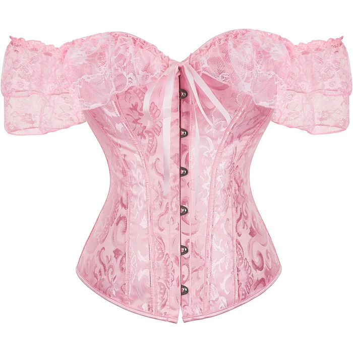 Корсет для жінок CSKJ: готичний корсет-топ з мереживом, пірсинг, повномірний, для вечірки, карнавалу, костюму, рожевий