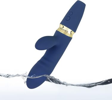 Вібратор AMORELIE Crush – Кролик, 18,5 см, водонепроникний, акумулятор, зелений/блакитний