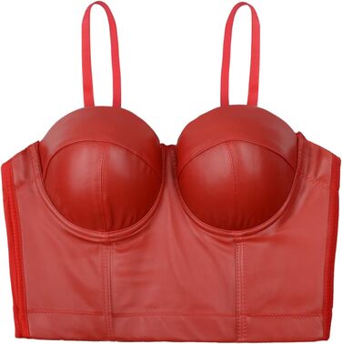 Топ-корсет ELLACCI PU Leder з Push Up для жінок, готичний стиль, чорний/червоний, XL