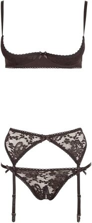 Cottelli Collection: чорний комплект бюстгальтера та трусиків з мереживом, 70g