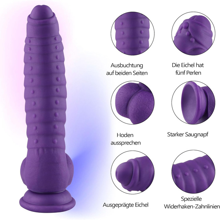 Реалістичний дилда для жінок 22 см, MOCOYA з сильним присоском, іграшки для дорослих, дилда для вагінального та анального використання (чорний, фіолетовий)