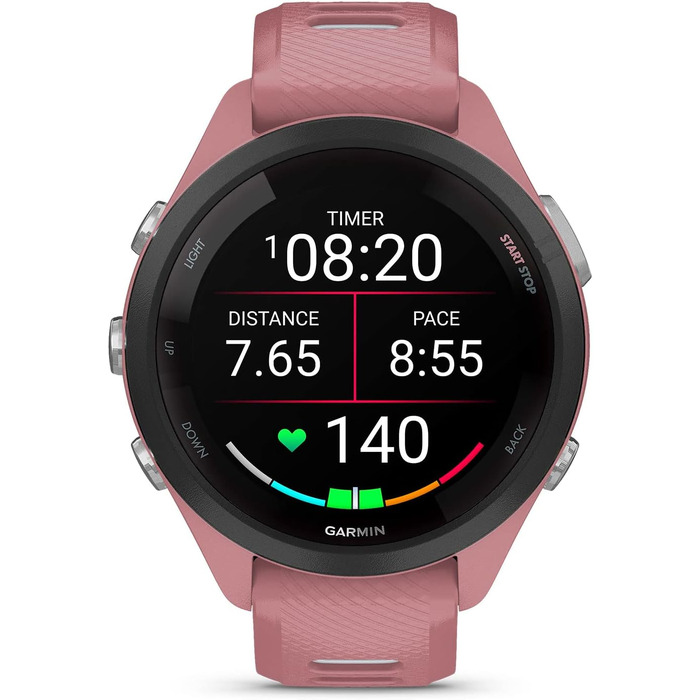 Спортивний смарт-годинник Garmin Forerunner 265S AMOLED, 42мм, світло-рожевий та пудрово-сірий — тренувальні метрики та аналіз відновлення