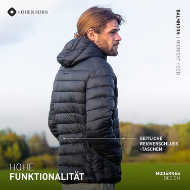Чоловіча демісезонна стібана куртка Höhenhorn Balmhorn з капюшоном, Midnight Black, розмір XL