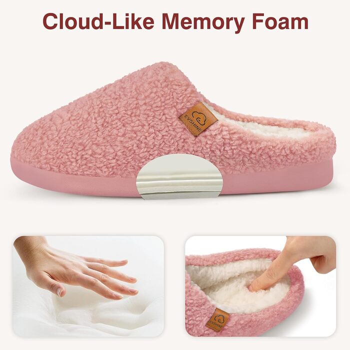 Жіночі зимові капці Evshine з ефектом пам'яті (Memory Foam), теплі плюшеві домашні туфлі, колір темно-рожевий, розмір 38 EU