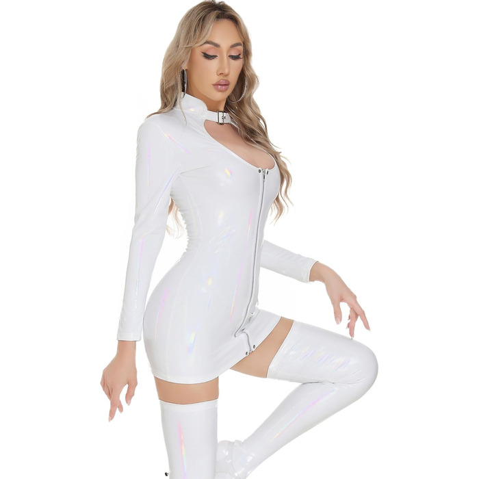 Жіноче лаковане шкіряне плаття-корсет, сукня для вечірок, клубів, косплей-костюм, розмір S-3XL (білий, L-XL)