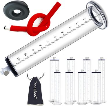 Набір пеніс-помп ScreaAss різних розмірів (9 шт.) з акрилового прозорого трубки з мірною шкалою та силіконовим шлангом для ScreaAss (ручні/електричні)