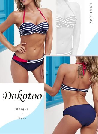 Бразильський бікіні Dokotoo Push-Up S-2XL блакитний: роздільний купальник для жінок