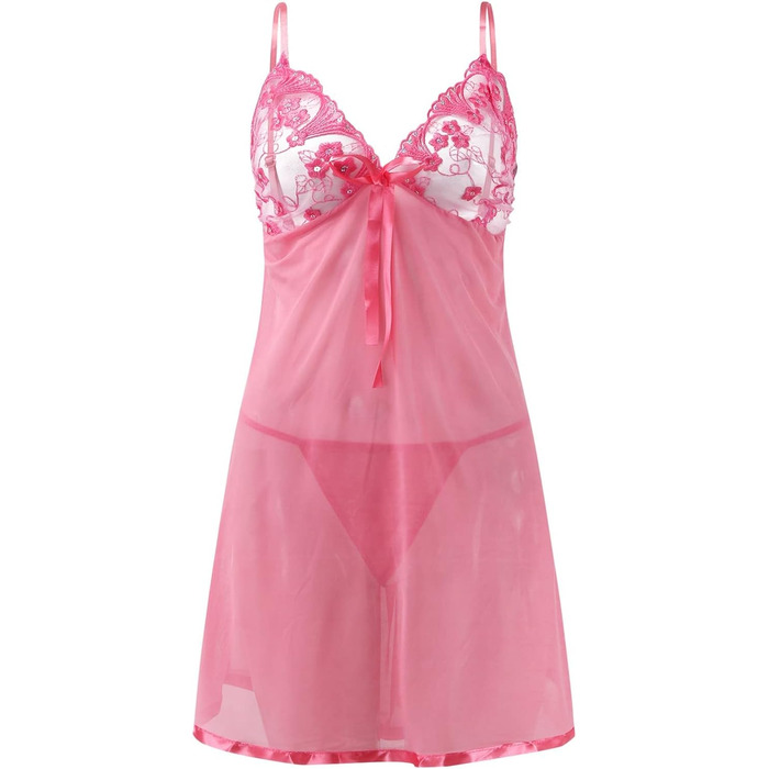 SRZYMJ: Сексуальна нічна сорочка-балеїна з мережива для жінок, прозора, з танго, нічна сорочка, спідня білизна, рожевий (A5-hot Rosa), 3XL