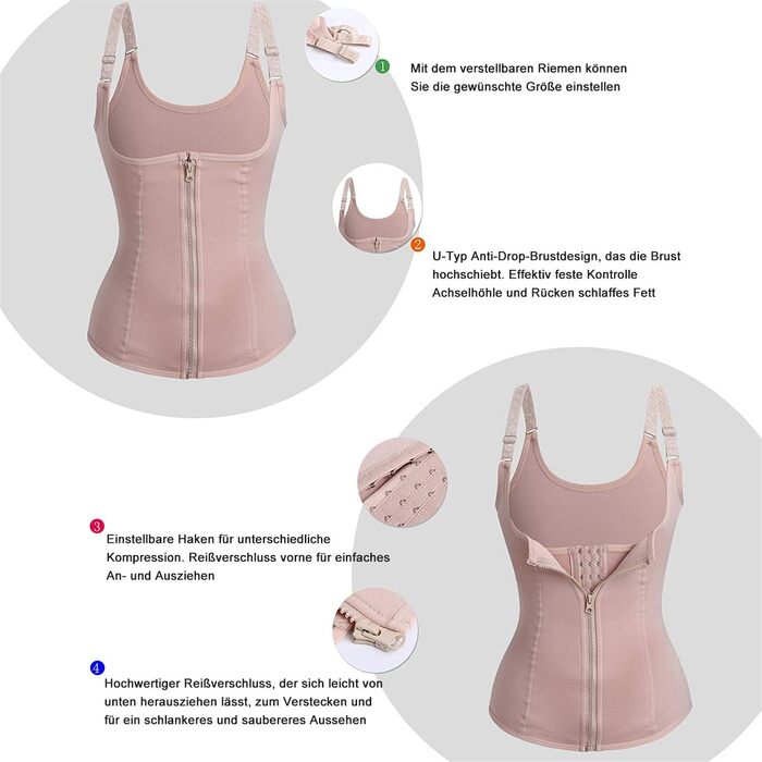 Корсет для живота та талії Gotoly Daen, фігуроформуючий боді, бежевий (XXL)