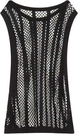 Чоловіча майка з сіткою, без рукавів, з принтом 'риба-сітка', прозора, чорна та біла (L)