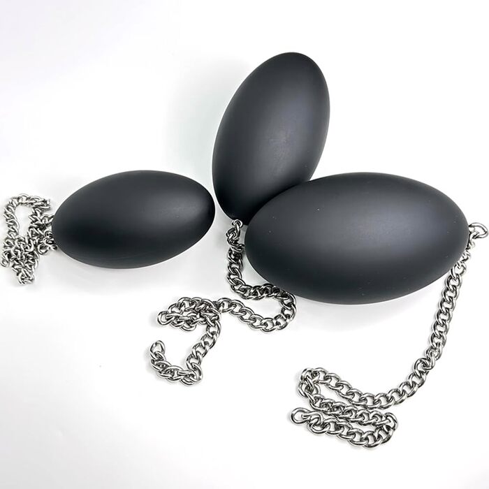 Анальний плагін Jixaxe з ланцюгом, анальні кулі, анальний ділдо, buttplug, великі анальні плагіни з гіпоалергенного силікону, секс-іграшка для жінок та чоловіків, 3 розміри S/M/L, анальні плагіни, секс-іграшки (M: Ø7,5cm)
