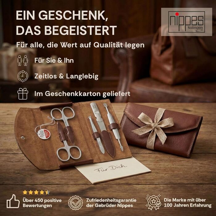 Манікюрний набір nippes Solingen Classic, 7 предметів, нержавіюча сталь, шкіряний футляр