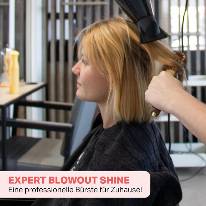 Керамічна кругла щітка для волосся Olivia Garden Expert Blowout Shine Gold & Brown, 35 мм — антистатична для гладких та блискучих локонів