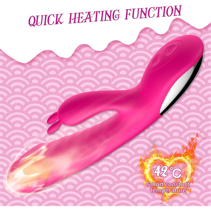 Вібратор G-Punkt Klassischer Rabbit з підігрівом, 10 режимів, тихий, для жінок (рожевий)