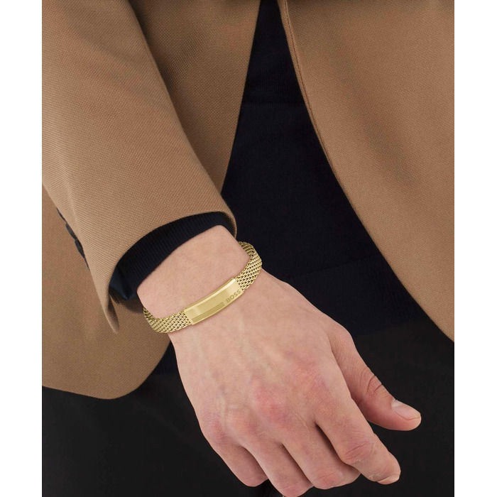 Чоловічий браслет BOSS Jewelry Mesh з нержавіючої сталі, колекція ALEN, золотого кольору