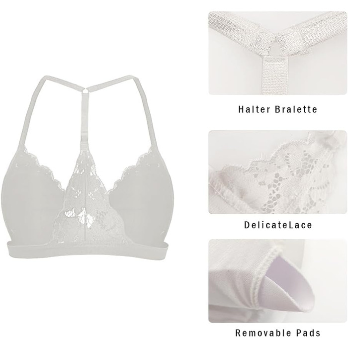Шекіні: Безкаркашний бюстгальтер без бретелів з застібкою спереду, мереживний бра, трикутник, бюстгальтер з підкладкою, сексуальний топ-кроп, білий, XS