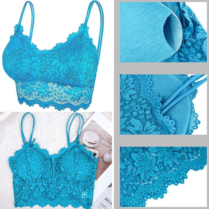 Трусики-бра бюстгальтер мереживний з підкладкою Duufin, 5 шт. для жінок та дівчат, кольори: рожевий, сірий, чорний, бежевий, білий (S-M)