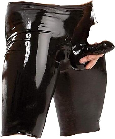 Чоловічі шорти-шкарпетки з еластичної шкіри (латексу), чорні, для клубів та еротичних вечірок