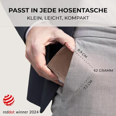Шкіряний мінімалістичний гаманець KLIK Slim для чоловіків з монетницею та RFID захистом, коричневий вінтаж
