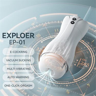 Масажер для чоловіків з 4 режимами всмоктування, 10 вібраційними режимами та функцією нагріву. Стимулятор пеніса, чорний