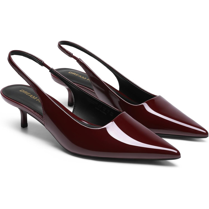 Жіночі туфлі-човники Dream Pairs на низьких підборах (Kitten Heels) з відкритою п'ятою (Slingback), бордові, розмір 37 EU