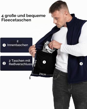 Чоловічий флісовий жилет-куртка 33,000ft, ультратеплая зимова кофта на блискавці, темно-синя (розмір 3XL)