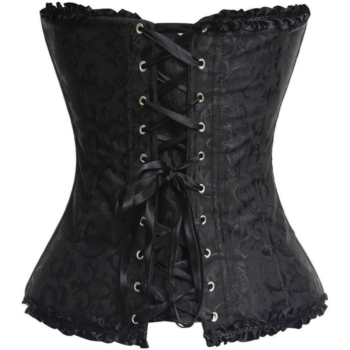 Корсет жіночий Beauty-You, готичний стиль, з шнурівкою, з брокату, з ребрами (чорний з блискавкою, 44)