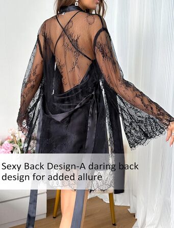 Халат жіночий FEOYA з короткими рукавами, нічна сукня, легкий неглиже з поясом, сукня-бабідол, білизна, нічна сорочка (білий/чорний, M)