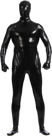 Чоловічий латексний комбінезон з блискавкою, повсякденний костюм для клубу, Хелловін, сцени (чорний, XXL)