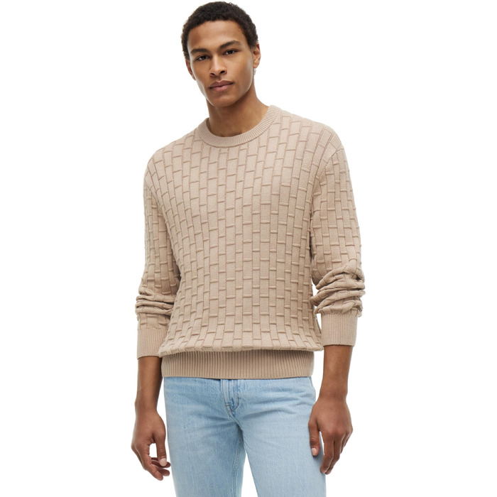 Чоловічий в'язаний джемпер Tommy Hilfiger Mock Cable Crew Neck бежевого кольору (Batique Khaki), розмір XL