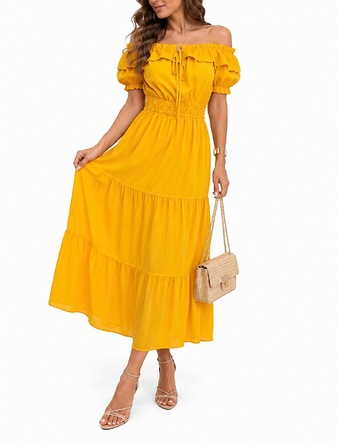 Жовта сукня maxi-хіспанка babydoll, елегантна, ХІТ XXL