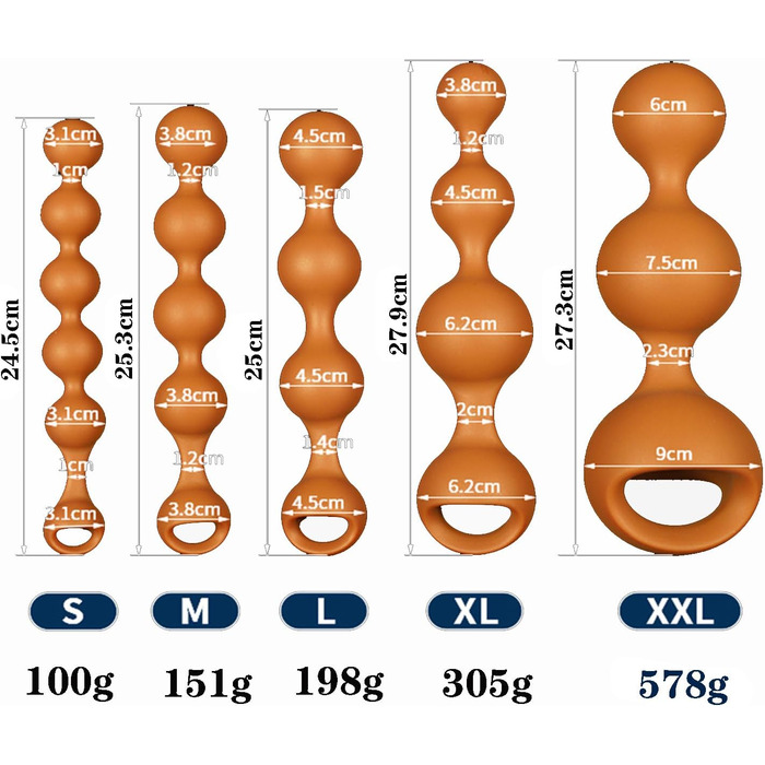 Анальні кульки з рідкого силікону, анальна цепь з кільцем для сперми, анальний мастурбатор, вагінальні кульки для стимуляції G-точки, іграшки для дорослих для жінок та чоловіків (XL)
