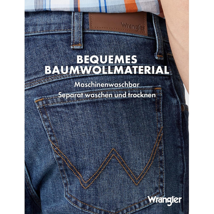 Чоловічі джинси Wrangler Straight Regular Fit середньої посадки, темно-сині (Blau Schwarz), розмір 34W/32L
