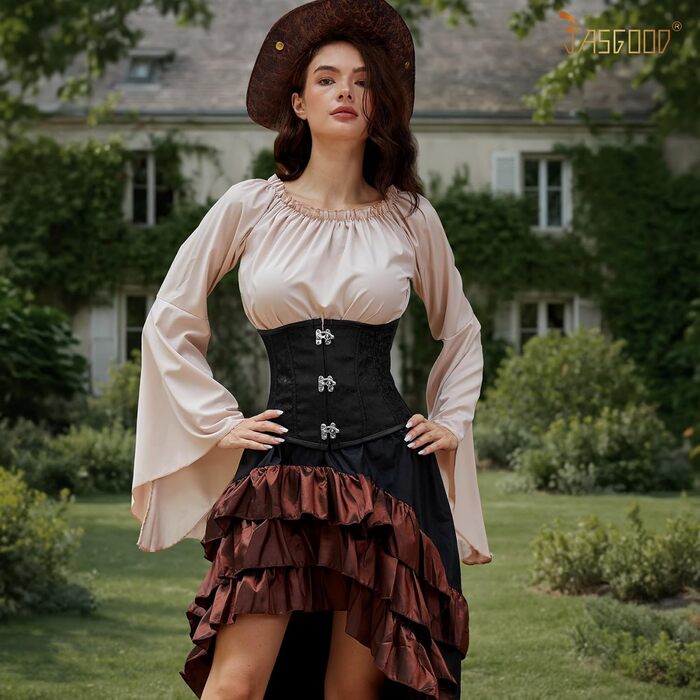 Жіночий корсет-топ JasGood: готичний корсет з мереживом, чорний жакардовий корсет для талії, ідеальний для Хелловіну