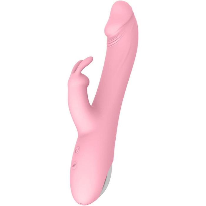 Масажер силіконовий вібраційний JFRong для клітора та G-точки, 10 режимів вібрації, 3 функції імпульсу, Rabbit Dildo, анальний вібратор, для жінок та пар (фіолетовий/рожевий)