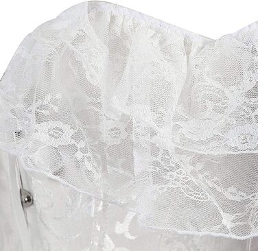 Корсет жіночий Oytto готичний з мереживом, атласний, з кісточками, на шнурівці, пов'язаний, топ-боді, весільний, білий, M