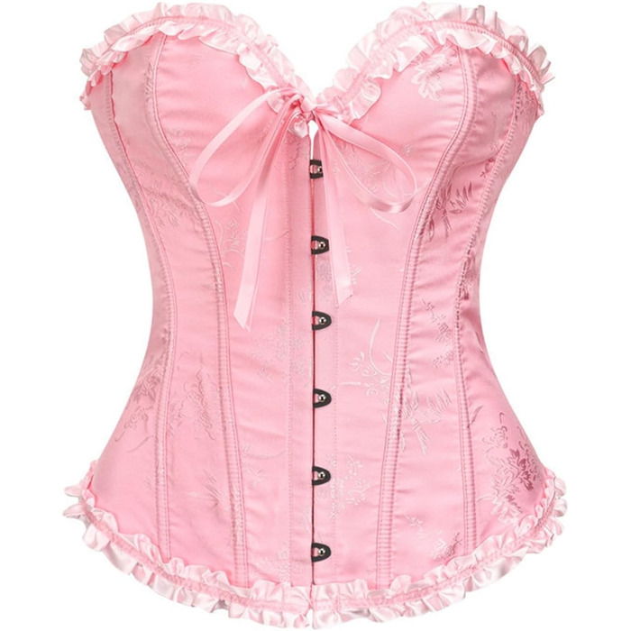 Корсетний топ для жінок: чорний готичний корсет з підтримкою сталевими пружинами, повний бюст, для вечірньої сукні, бурлеск, рожевий
