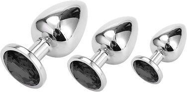 Набір анальних пробок Klein Medium Groß Metall з кристалами та діамантами (чорний)