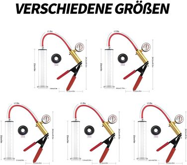 Ручна вакуумна помпа для збільшення пеніса з манометром та металевою ручкою - для ерекції та тренування витривалості, прозора помпа для чоловіків, секс-іграшка (23 * 6.4 см)