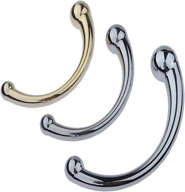 Анальний стимулятор Doppelkopf з подвійним наконеччям: стик, кульки, для чоловіків та жінок. Стимулятор G-точки, вагінальний/анальний дилататор, метал, золото, L, преміум якість