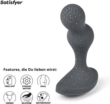Анальні вібратори Satisfyer Deep Diver Connect App Bluetooth - для чоловіків та жінок | З пультом керування, силікон, водонепроникний IPX7, масаж простати | Компактний та дискретний | З вібрацією, чорний