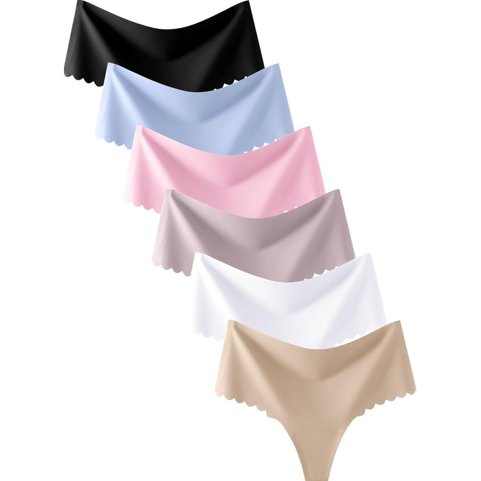 Тонгі жіночі, висока талія, безшовні, 6 шт. у наборі, хвилястий край, сексуальні труси, F - багато кольорів, розмір L