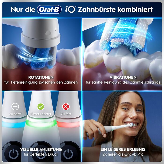 Електрична зубна щітка Oral-B iO Series 6 Grey Opal, 5 режимів чищення, набір з 3 насадок для делікатного очищення та дорожнім футляром