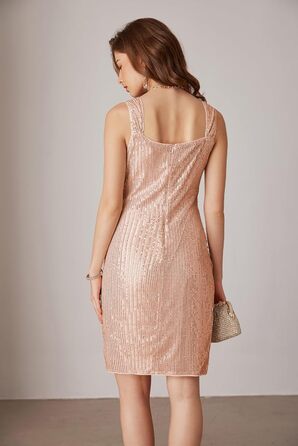 GRACE KARIN Сукня з паєтками, без рукавів, міні, для вечірки/коктейлю (XL, рожеве золото)