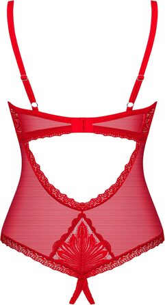 Сексуальний жіночий комплект білизни Selente Love & Fun: боді/відкритий боді/бодісток та атласна пов'язка на очі, виготовлено в ЄС (XS-S, Червоний-Ouvert)