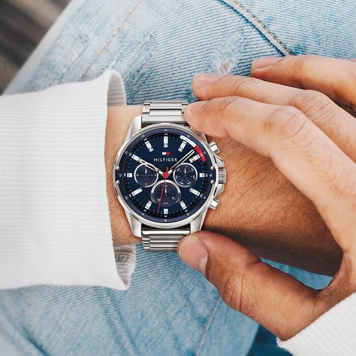 Чоловічий кварцовий годинник Tommy Hilfiger Multi Zifferblatt (Сріблястий/Темно-синій)