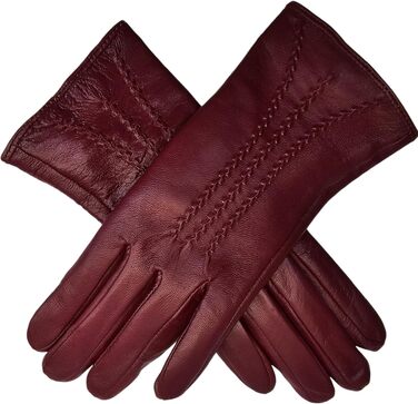 Жіночі зимові рукавички з натуральної м'якої шкіри з повним підкладом, розмір L (7.5), колір винний