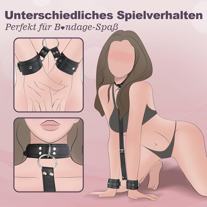 Набір для БДСМ для пар: кайдани, наручники та нашийник з регульованої шкіри. Інтимні іграшки для жінок та чоловіків